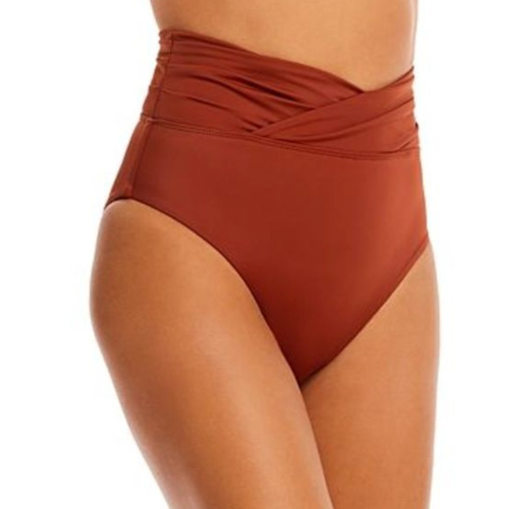Palm Swim Cinnamon Rust Brown High Waist Swim Bottoms